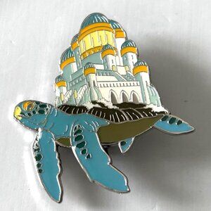 Sea Turtle Enamel Pin Fantasy Art Artist Carrying City Castle KUBO